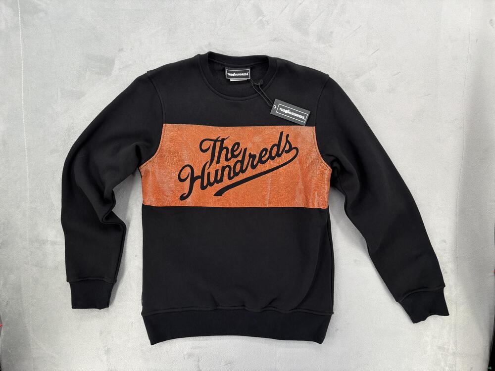 The Hundreds Sweatshirt Mens Small Black Basketball Panel Fleece Crewneck